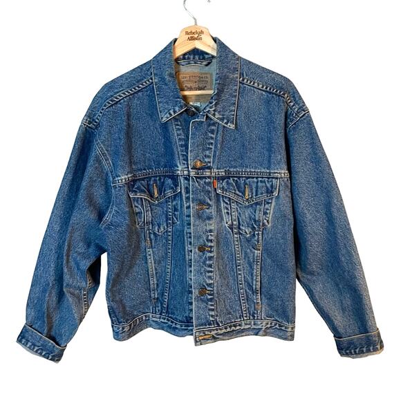 Levi Strauss Vintage Trucker Jacket Orange Tag Rigid Denim Jacket Men's Small